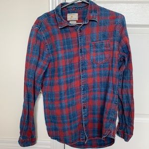 Zara Blue and Red Plaid Button Down